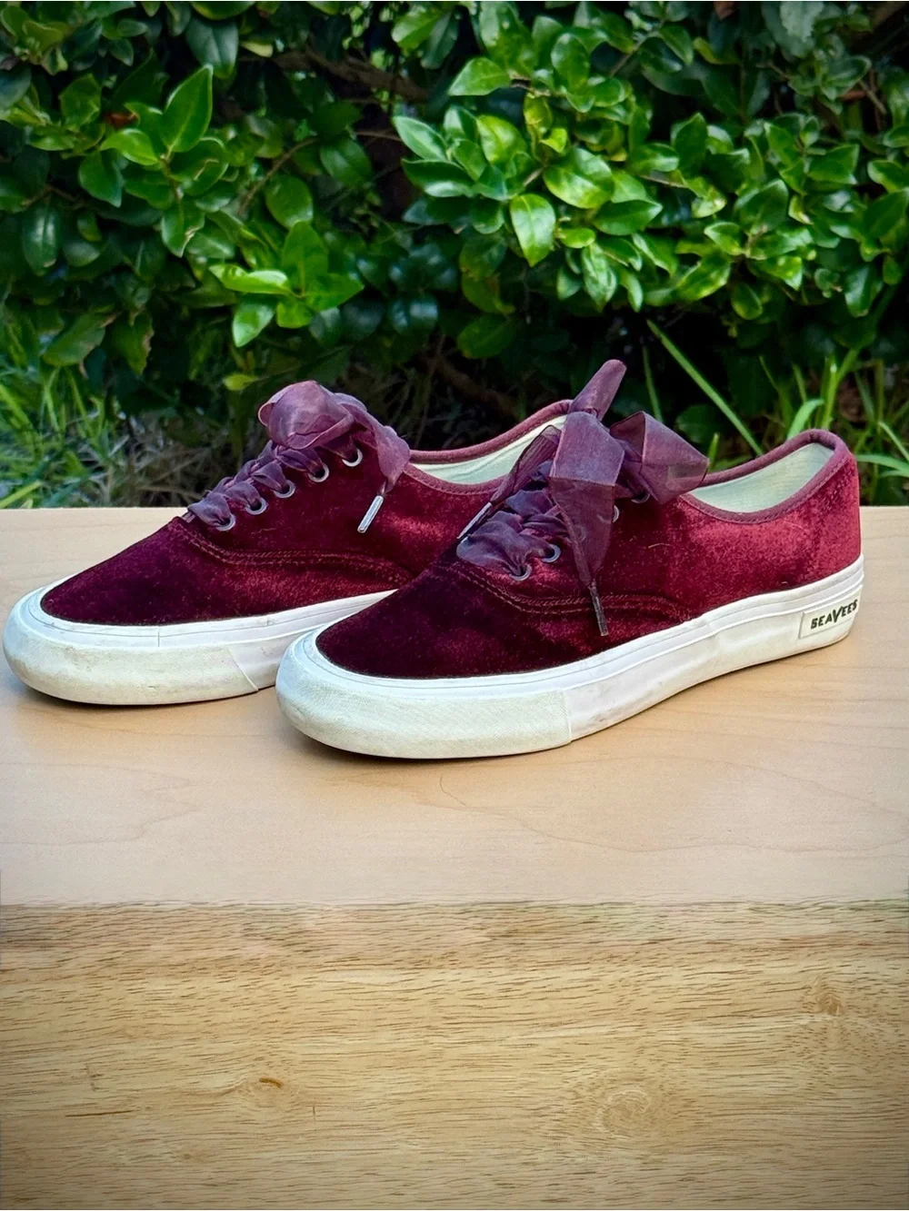 J. Crew Velvet Legend Sneakers Burgundy Maroon Women’s 9 Coquette SeaVees